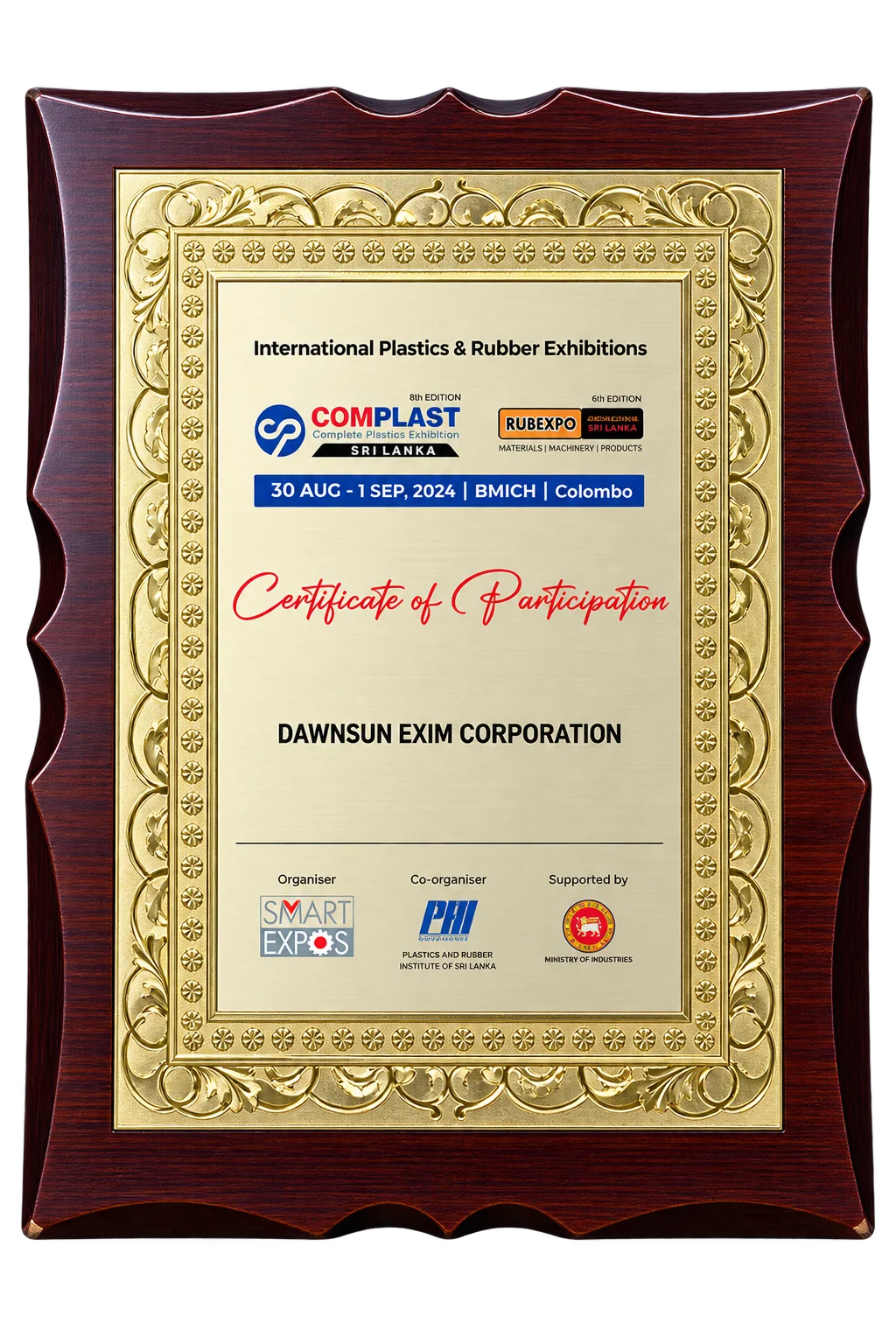 Ornate Wooden Certificate Plaque